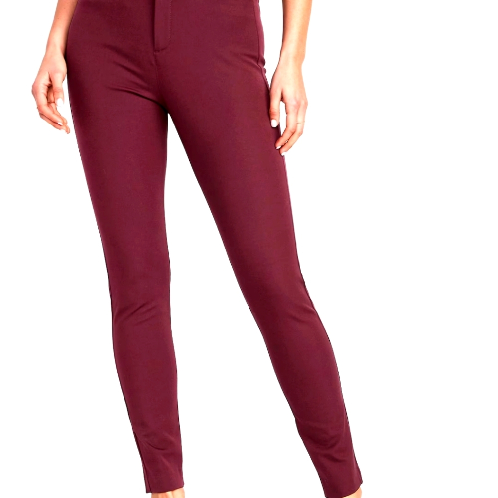 Old Navy Burgundy Pixie High Rise Secret Pockets Slim Pants